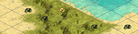 Sample in-game view of a typical location with Olives